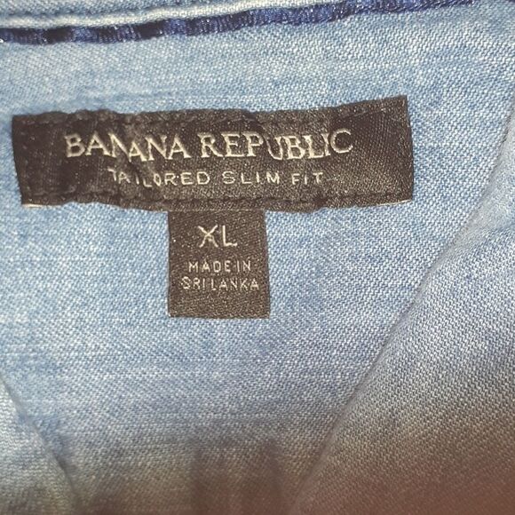 Banana Republic Denim Jean Bleach Shirt Dip Dye XL - Picture 8 of 9
